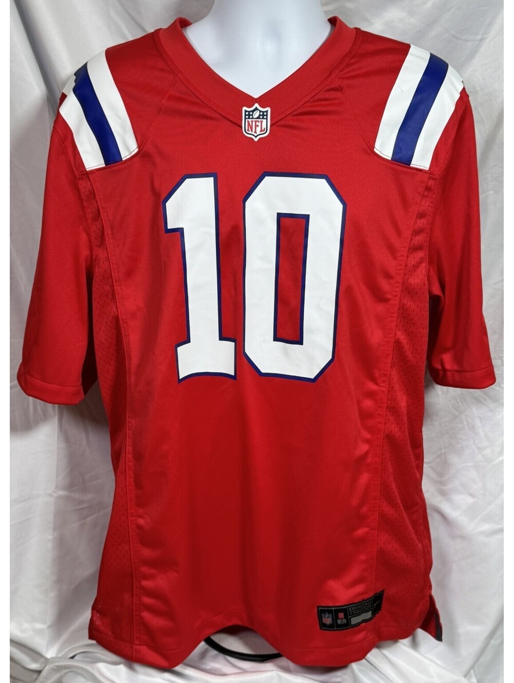 Nike Drake Maye #10 New England Patriots Red Jersey Size L NEW NWT